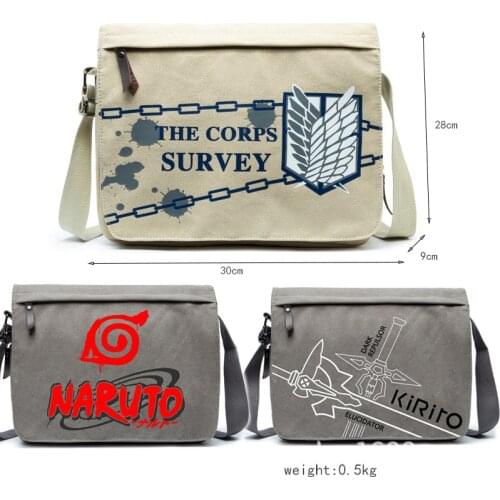 Anime My Neighbor Totoro Sword Art Online Bag Attack on Titan Men Fashion Shoulder Bags Women Canvas Bag Teenagers School Bags