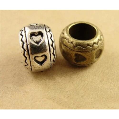 20pcs/lot 6.5mm Hole Antique beads Round Big Hole Beads Spacer Beads for DIY Jewelry Making Charms Bracelets Findings