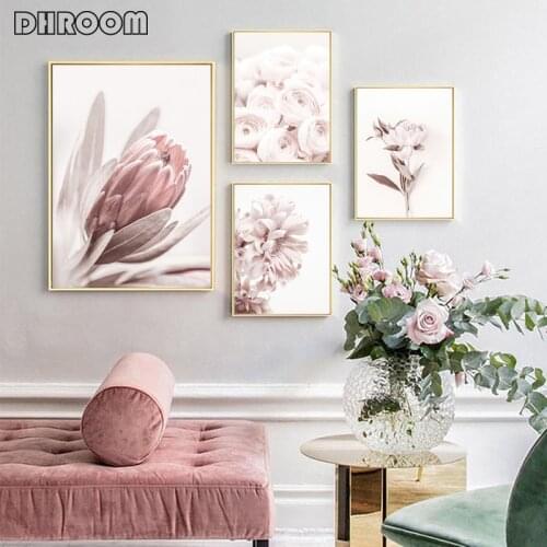 Flowers Wall Art Peony Posters Floral Art Print Protea Rose Canvas Painting Scandinavian Living Bedroom Room Decoration Pictures