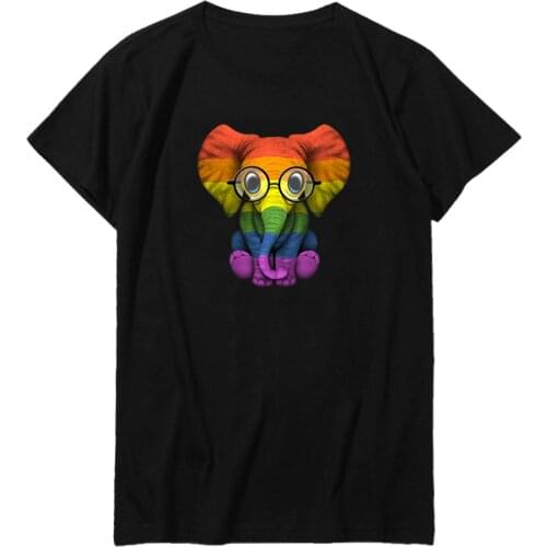 T-shirt For Men Funny Baby Elephant Glasses Gay Pride Rainbow Pride Soho Lgbt Cool Tees Streetwear Harajuku Men clothing