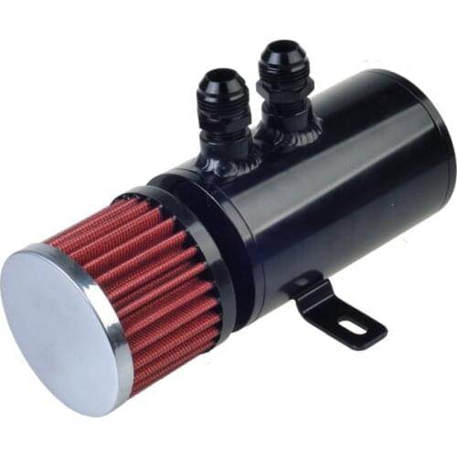 Racing auto motorcycle Aluminium Oil Catch Can Reservoir Tank with filter black mini OCT1118 with outlet 9.5mm and 12.7mm