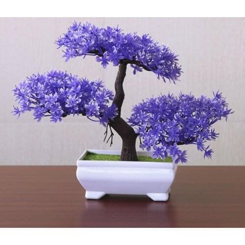 Artificial Dried Flowers Fake Green Pot Welcoming Pine Bonsai Simulation Artificial Potted Plants Ornament Home Decor