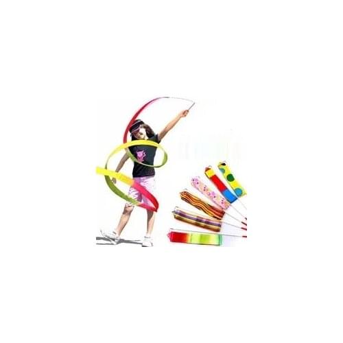 Rhythmic Gymnastics Ribbon Pilates 100 Pcs Hot Baton Twirling Streamer Ribbon with Wand Rhythmic Gymnastics Pageants Twirl