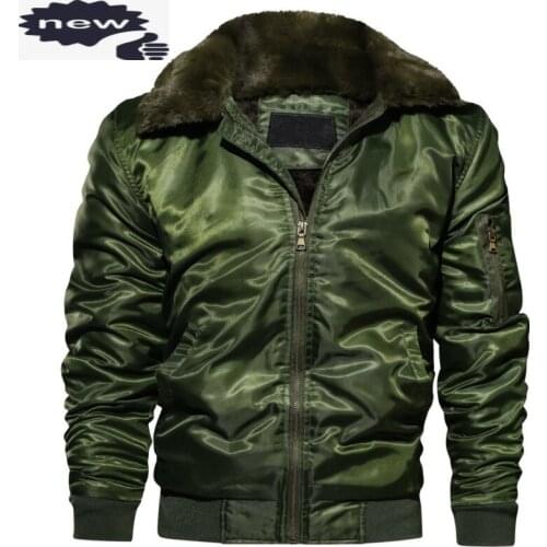 Mens Winter Bomber Jacket Thick Thermal Parkas Male Casual Faux Fur Collar Windbreak Warm Coats Loose Fit Flight Jackets