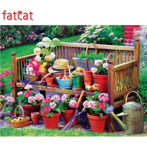 FATCAT 5d diy diamond painting garden bench full square round drill diamond embroidery sale mosaic art home decoration AE2086
