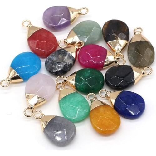 Natural Stone Water Drop Pendant Quartzs Crystal Agates Turquoises Amethysts Stone for DIY Jewelry Making Necklace Accessories