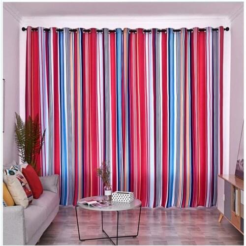 Pink wedding curtains New curtain simple modern style personality simple lines living room bedroom streipe curtains