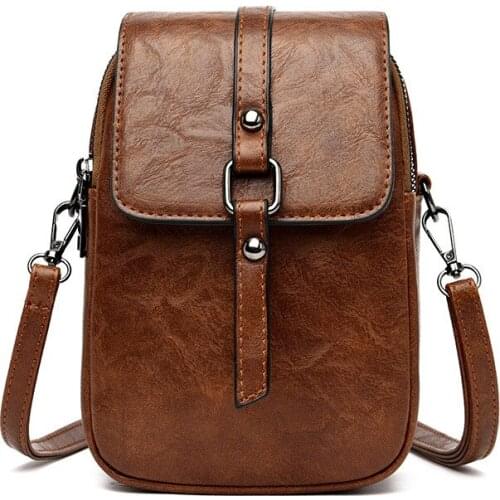 New Small Pure Fashion Mobile Phone Bag Multi-card Long Purse Versatile Women Shoulder Crossbody Bag PU Square Mini Bags DSMA021