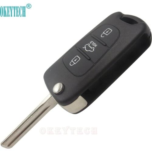 OkeyTech Flip Remote Car Key Shell For Kia K2 K3 K5 for Hyundai 3 Buttons Uncut Blade Blank Replacement Fob Case Car Accessaries