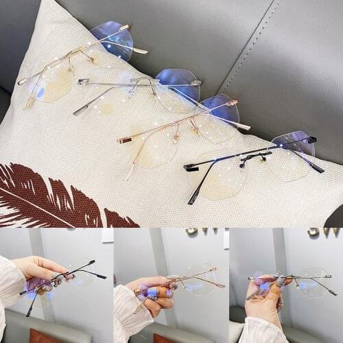 1pcs Ati-blue Llight Blocking Rimless Glasses Frame Women Spectacle Myopia Transparent Glasses Men Eyeglasses Optical Frame