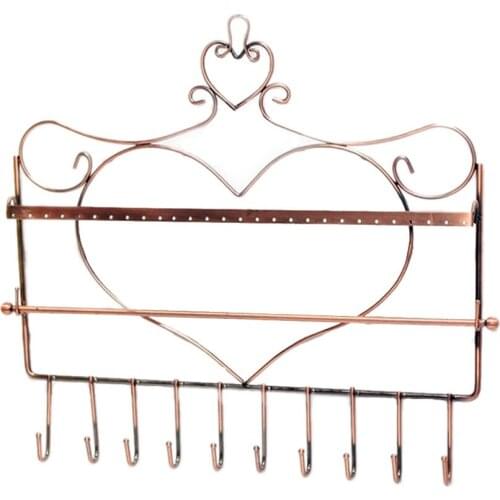 Jewelry Organizer Wall Heart Hanging Earring Holder Necklace Display Rack