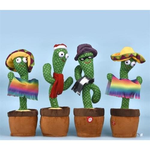 Plush Dancing Cactus Toy Electronic Shake Dance With Song Light Recording Bluetooth Speaker Childhood Education Toy Home Decor