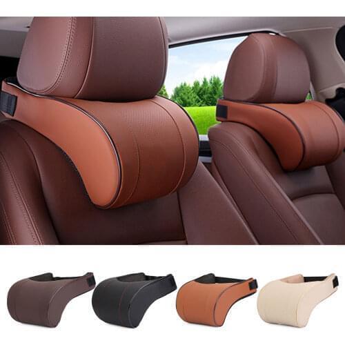 PU Leather Car Seat Headrest Travel Rest Neck Pillow Support Solution For Kids And Adults Children Auto Seat Head Cushion