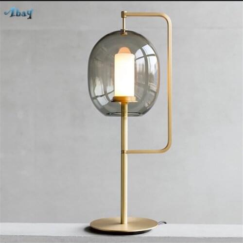 Post-modern Nordic Design Glass Lantern Table Lamps Model Room Bedroom Living Room Study Bedside Luxury Desk Lights Fixtures
