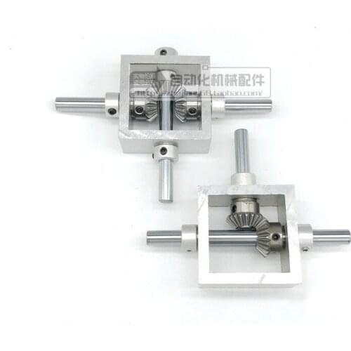 90 Degree Right Angle Drive Small Bevel Gear Angler, One Input and Two Output Positive and Negative Conversion to Gear Box 1:1