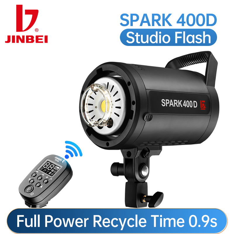 JINBEI SPARK400D 400W Strobe Studio Flash Light GN66 Photo Monolight for Indoor Portrait/Clothing/Kids/Products Photography