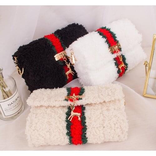 Handmade velvet woven bag grid board wool DIY material homemade shoulder messenger bag trendy fashion small bag