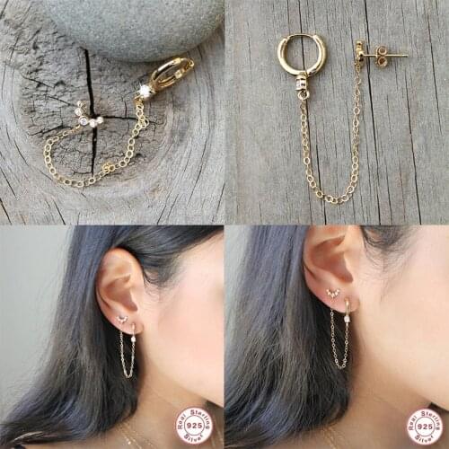 S925 Sterling Silver European Hiphop Gothic Punk Handcuff Earrings Chain for Women Lovers' Engagement Anniversary Gift Jewelry