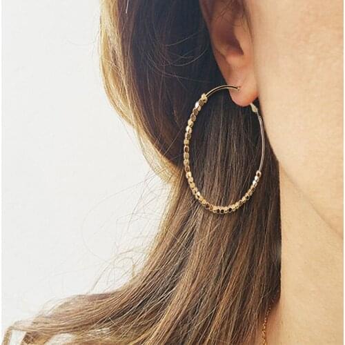 Fashion Personality Sequins Small Granule Round Earrings Exaggerated Big Round Shine Earrings Female Exquisite Charm Jewelry