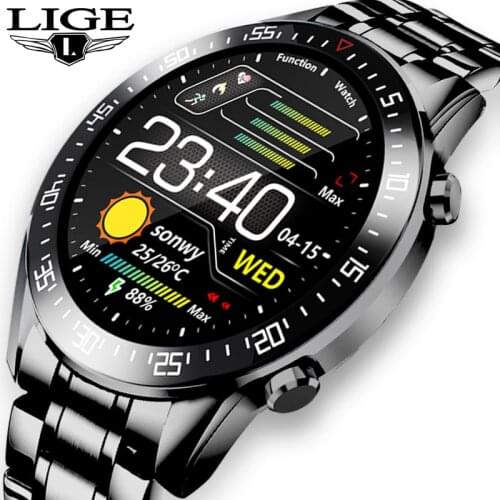 LIGE 2020 Business Full circle touch screen Mens Smart Watches IP68 Waterproof Sports Fitness Watch Luxury Smart Watch for men