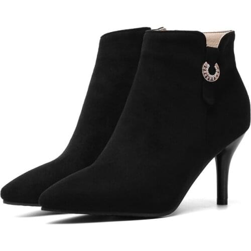 Big Size 9 10 11-15 boots women shoes ankle boots for women ladies boots shoes woman winter Hydraulic drill side zipper