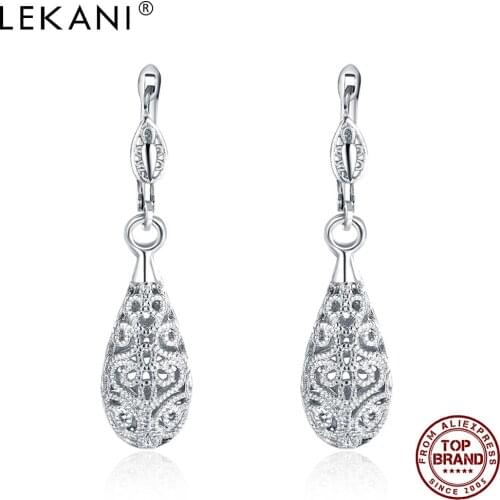 LEKANI White Color Hollow Water Drop Shape Earrings High End Fashion Earrings For Women Teen Girl Jewelry Gift Best Selling