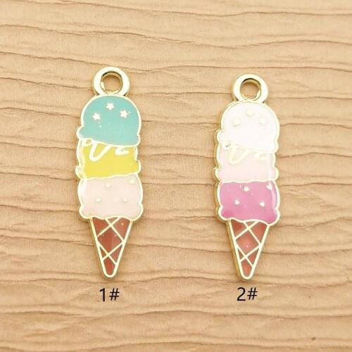 10pcs 8x23mm enamel ice cream charm for jewelry making and crafting cute necklace pendant bracelet earring charms