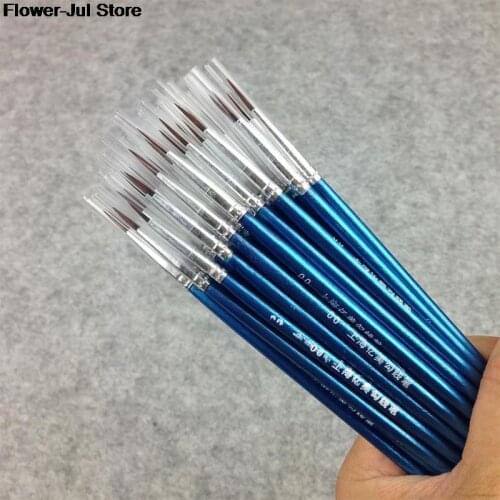 10Pcs/Lot Watercolor Gouache Paint Brushes Different Size Round Pointed Tip Nylon Hair Painting Brush Set Art Supplies