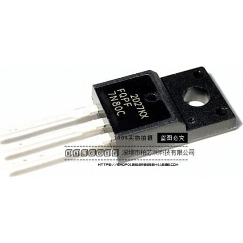 10 pcs/lote MOSFET FQPF7N80C FQP7N800C 7N80 7A800V TO-220F 100% Transistor original nuevo