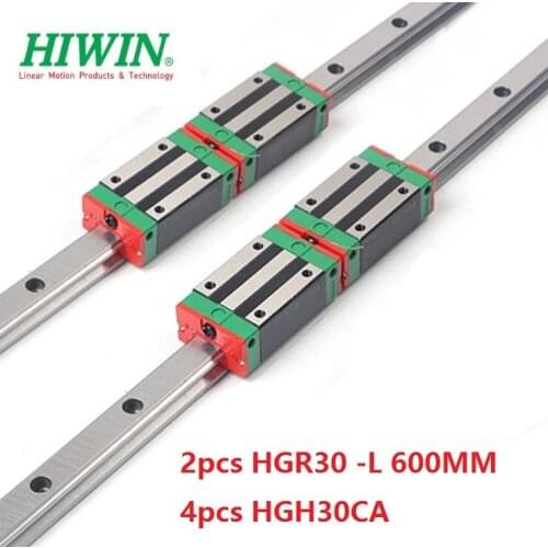 2pcs 100% original Hiwin linear rail linear guide HGR30 -L 600mm + 4pcs HGH30CA linear narrow block for cnc router