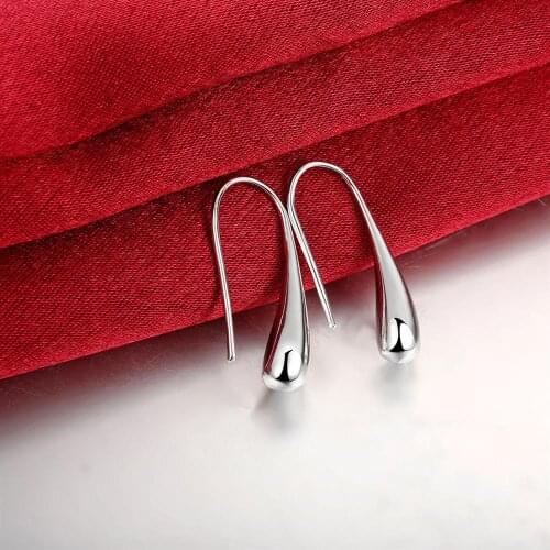 18K gold new hot sale 925 Sterling Silver Earring High Quality Fashion Woman Jewelry Water droplets Earrings hook Holiday Gifts