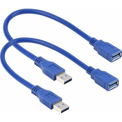 2pcs/lot Short USB 3.0 Extension Cable Type A Male to Female Blue 50cm
