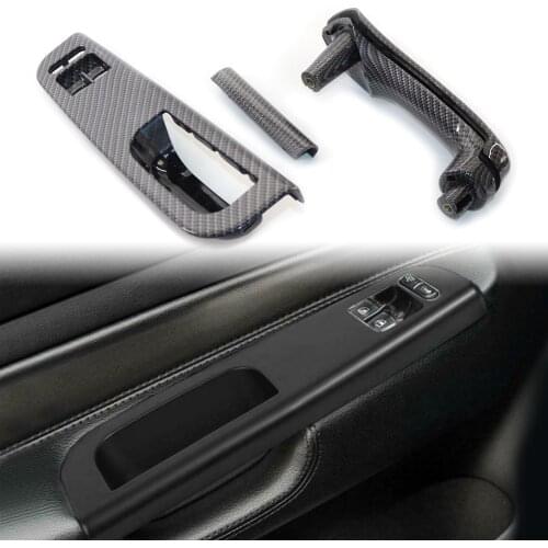 3x Carbon Fiber ABS Car Door Pull Grab Handle Switch Cover For VW Golf 4 1999-06 Passat 97-05 Bora 99-01 For Skoda Octavia 01-11
