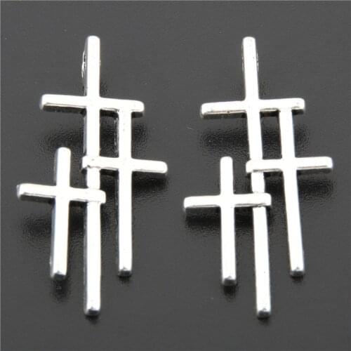 5pcs Silver Color Material Simple Tree Cross Charms For Necklace Pendant For DIY Religions Jewelry Making A2655