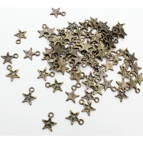 500pcs 10mm Mini Small Five-pointed Star Charms Antique Bronze Necklace Pendant Handmade Hanging Crafts Earrings DIY Finding
