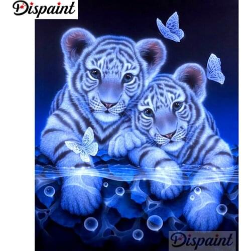 Dispaint Full Square/Round Drill 5D DIY Diamond Painting "Animal tiger scenery" Embroidery Cross Stitch 5D Home Decor A11391