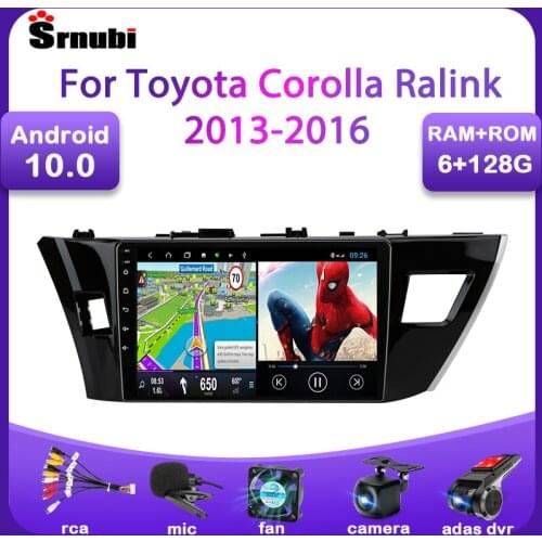 Srnubi 2 Din Android 10 Car Radio Multimedia Video Player for Toyota Corolla Ralink 2014 - 2016 Navigaion GPS WIFI BT Head unit