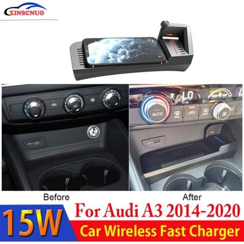 Car Accessories For Audi A3 2014-2017 2018 2019 2020 QI Wireless Charger Fast Charging Module Wireless Onboard Car Charging Pad