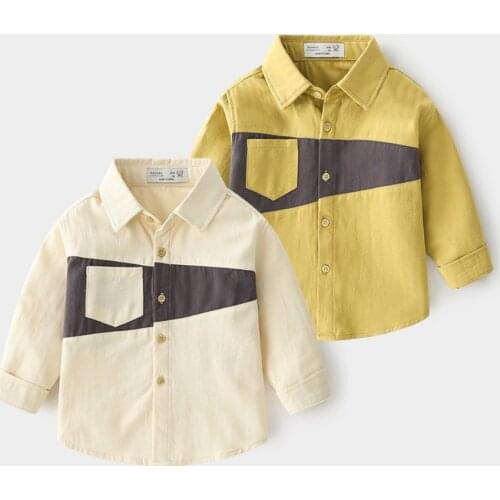 Childrens Clothing Baby Boys Long Sleeve Shirt Spring Autumn Fashion Kids Boy Patchwork Shirts High Quality Boys Shirts Tops
