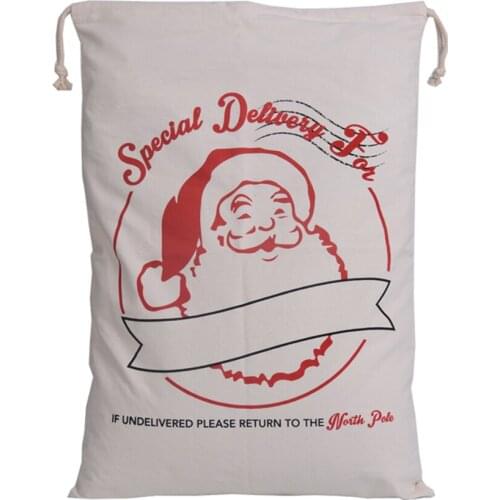 Hot Sale 1pc Santa Sacks Drawstring Canvas Santa Sack Large Vintage Christmas Gift Bag Dropshipping for 2018 New Year