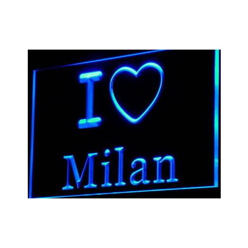 I852 I Love Milan Bar Beer Display Decor Neon Light Light Signs On/Off Switch 20+ Colors 5 Sizes