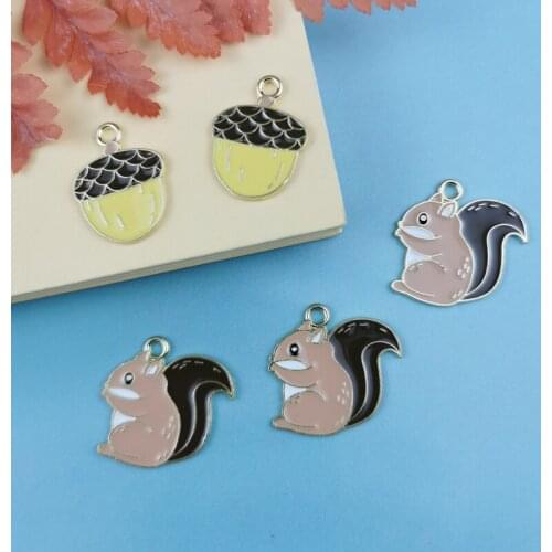 JeQue 10pcs Enamels Black Squirrel Nuts Alloy Earring Charms DIY Handmade Making Hair Necklace Jewelry Pendant Accessories