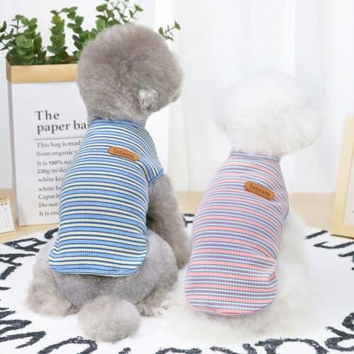 Classic Cute Stripes Color Pet Supplies Fashion Summer Dog Vests Clothes Size S-2XL Spring Summer Cotton Puppy Clothes