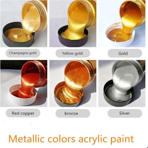100/300ml Gold Paint Metallic Acrylic Paint,waterproof Not Faded for Statuary Coloring DIY Hand Painted Graffiti Varnish Coating