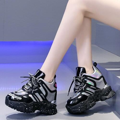 Lucyever Height Increasing Women Chunky Sneakers Fashion Thick Bottom Lace Up Platform Shoes Woman Spring Autumn Casual Footwear