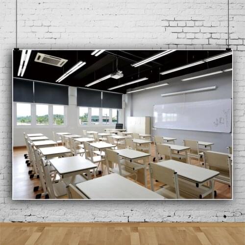 Laeacco Student Desk Chair Blackboard School Study Photo Backdrop Baby Classroom Photographic Background Photocall Photo Studio