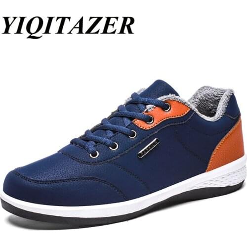 YIQITAZER 2018 New Fashion Winter Fur Shoes Men Snow,Genuine Leather Shoes Man Hight Increasing Waterproof Mens Shoes