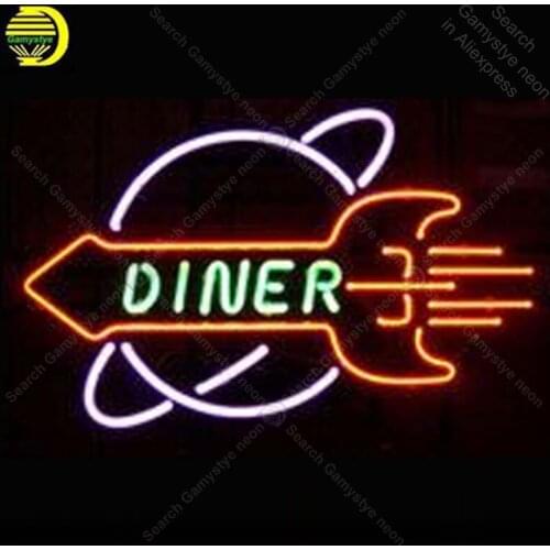 NEON SIGN For Rocket Diner Signboard REAL GLASS BEER BAR PUB display Restaurant wall window Light Signs vintage neon signs