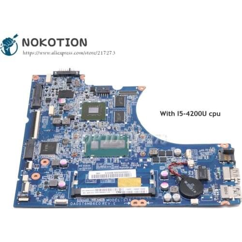 NOKOTION For Lenovo FLEX 14 14 inch Laptop Motherboard SR170 I5-4200U CPU GT 720M graphics DA0ST6MB6E0 MAIN BOARD