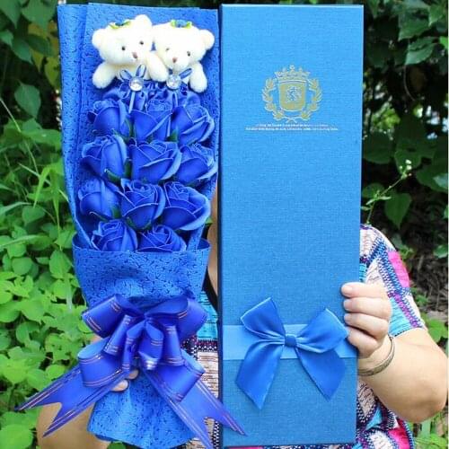 New pink plush bear soap simulation flower cartoon plush plastic bouquet Valentines Day birthday Gifts Handicrafts